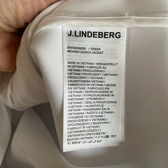 J. Lindeberg Nevaeh Coach Jacket in White - Women’s Size Medium